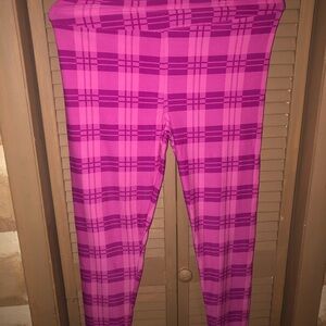 LuLaRoe Pink Plaid Leggings with Vibrant Style